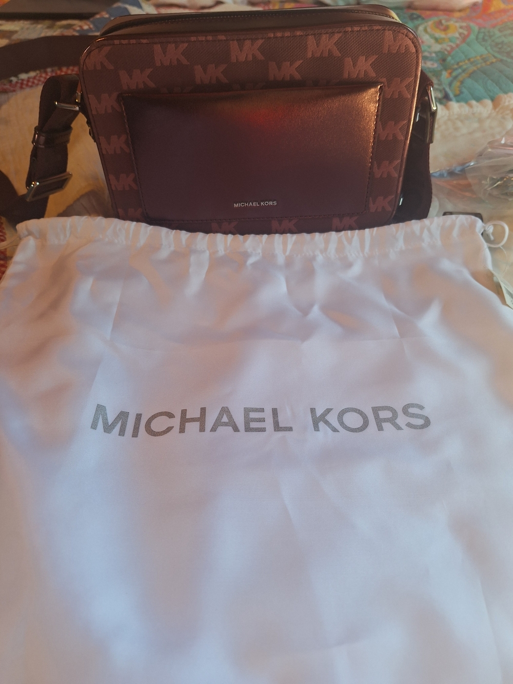 NWT Michael Kors Maeve Large Oxblood Monogram Crossbody Bag 10.5x6.5x3 - Picture 14 of 14